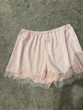Women's Lace-Trim Satin Shorts - Light Pink